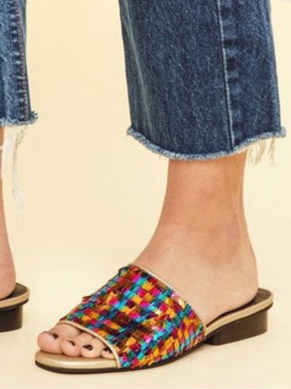 INTENTIONALLY BLANK Disco Chit Chat Rainbow Sandals Size 39 US 8.5/9
